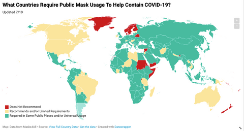 Countries where masks are mandatory